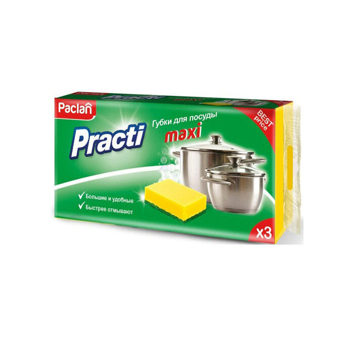 Губки для посуды Paclan Practi Maxi, 3шт/упак.