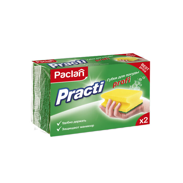 Губка для посуды Paclan Practi Profi с вырезом 2шт