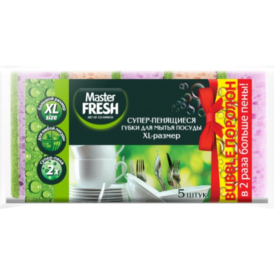 Губки для посуды Master Fresh XL 5шт 10x7 см 1/40